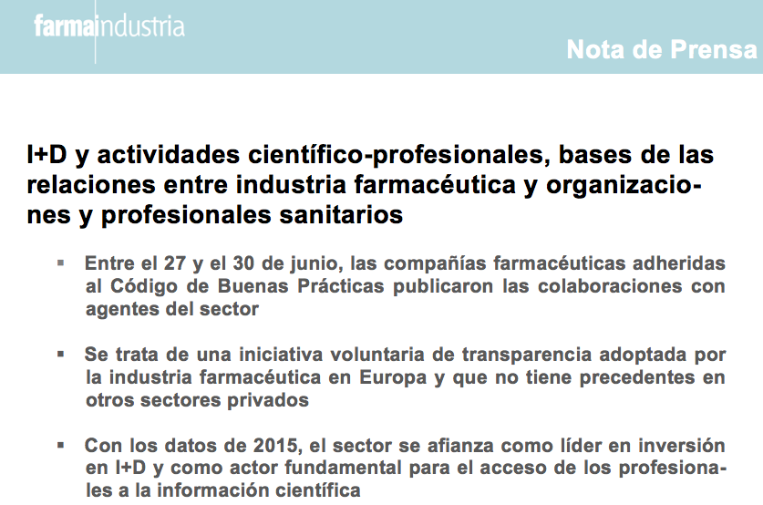 LA FALSA TRANSPARENCIA Y EL LAVADO DE CARA DE LA INDUSTRIA FARMACÉUTICA