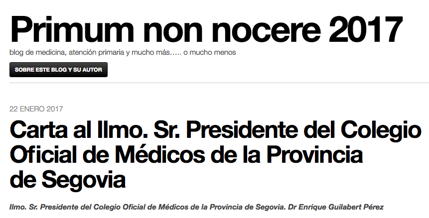 Movimiento profesional contra el corporativismo y la falsa defensa de la dignidad médica: carta al presidente del Colegio de Médicos de Segovia