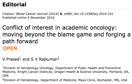 Conflictos de interés en oncología y la «sutil influencia»