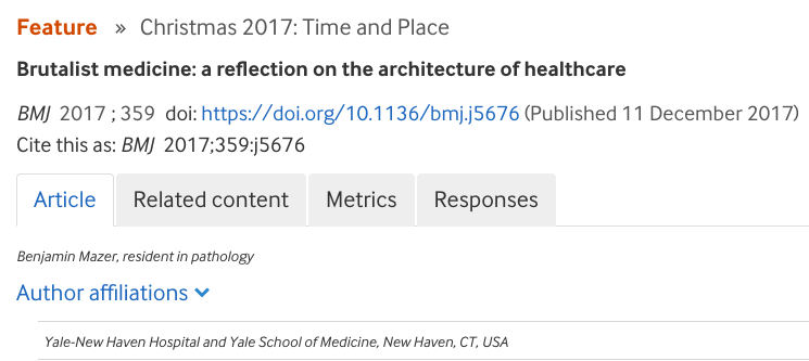 Medicina brutalista: una reflexión sobre la arquitectura de los servicios de salud